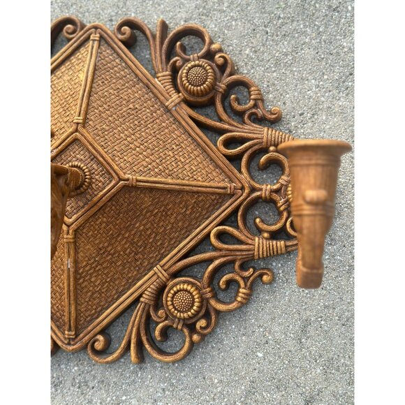 VTG 70s Syroco Style Wall Sconce Candle Holder Ornate Baroque Decor - Picture 3 of 8